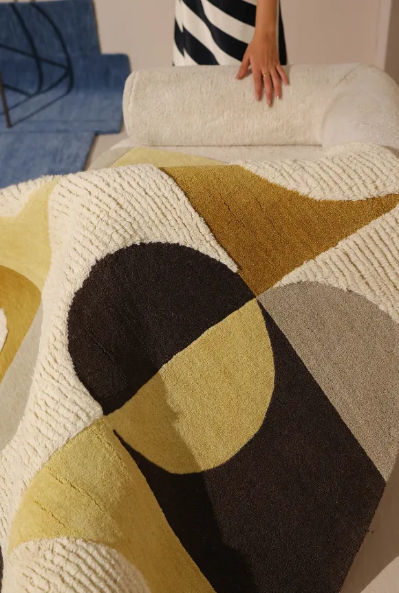 Hand Tufted Geometric Contemporary Wool Oval Rug