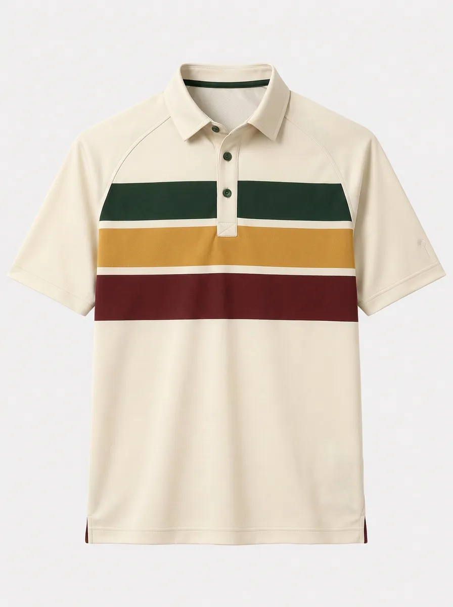 Men's Casual Vintage Striped Printed Polo Shirt