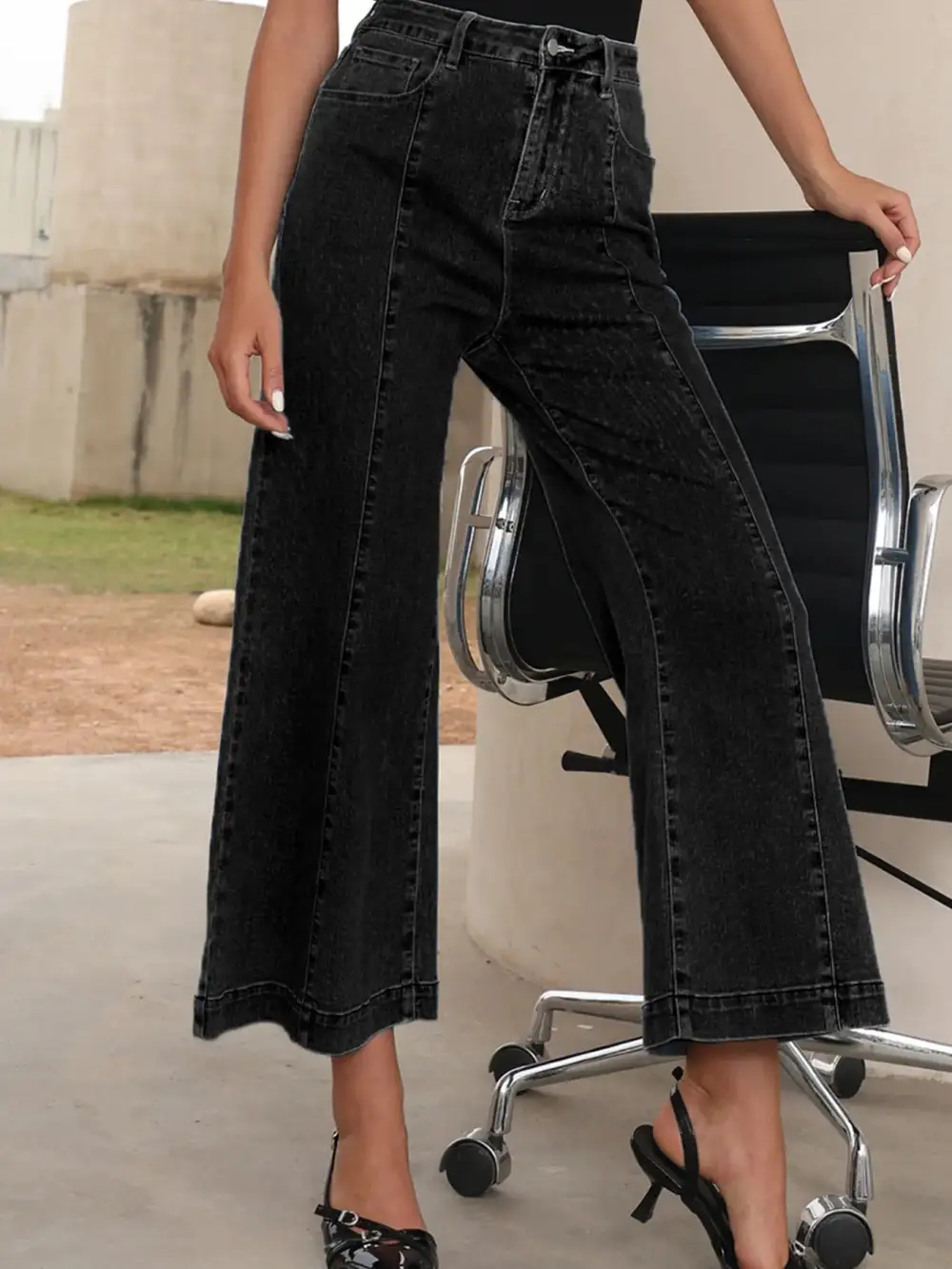 Flare Leg Seam Detail Denim Jeans