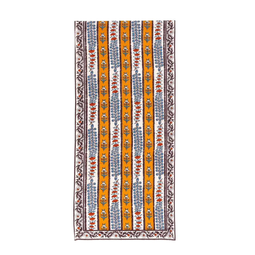 Sunwashed Botanical Cafe Table Runner