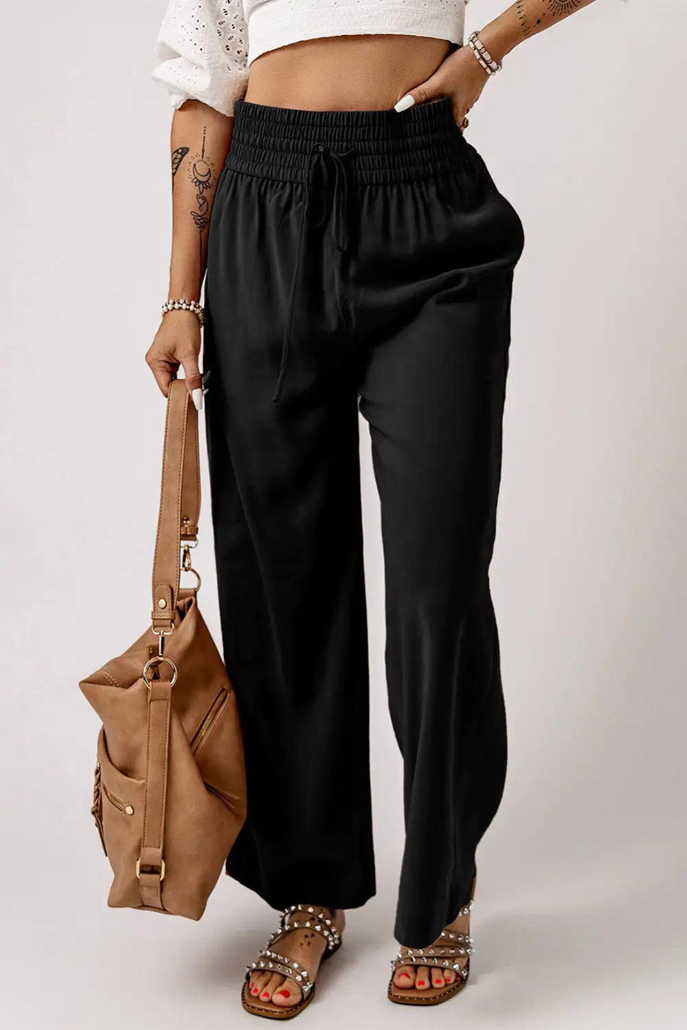 Smocked High Waist Pants