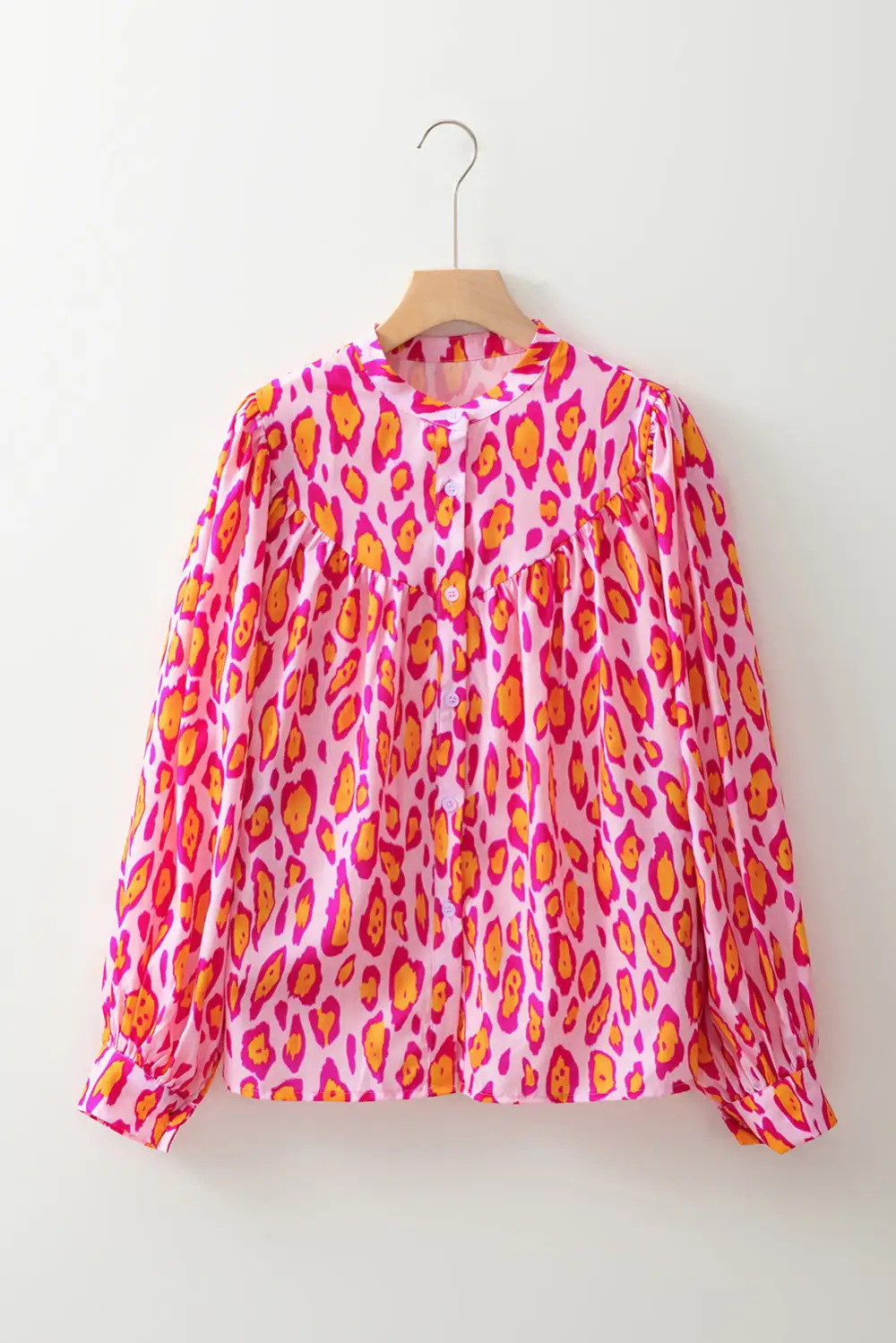Leopard Print Relaxed Fit Western Inspired Shirt Blouse