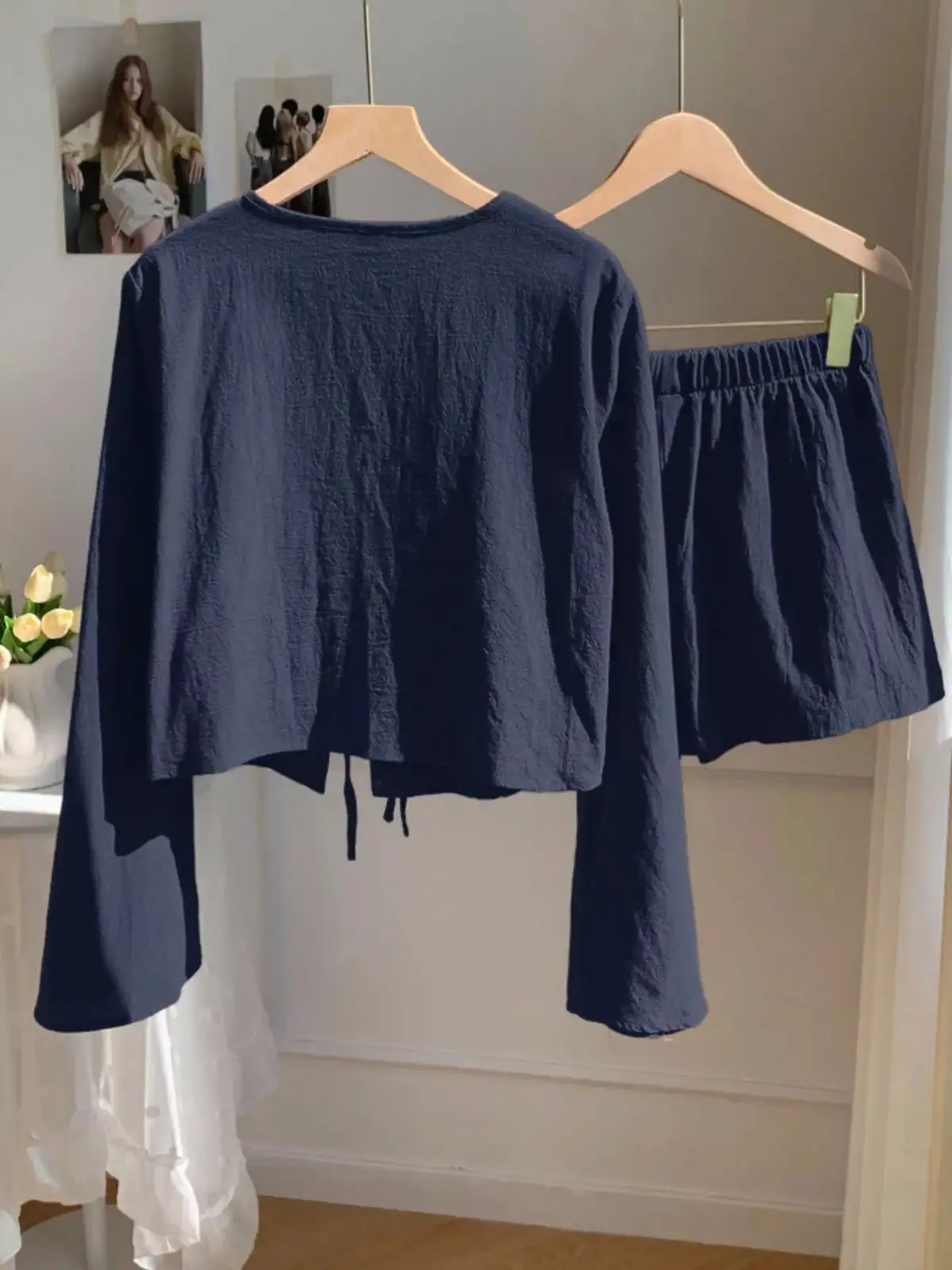 Pocketed Cotton Top and Shorts Matching Set