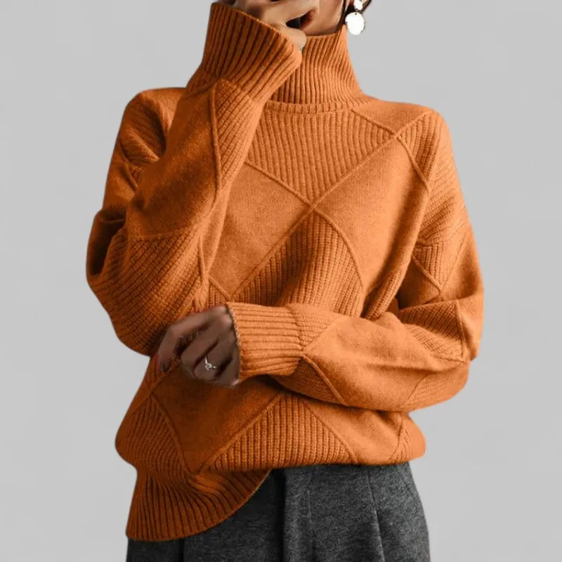 Winter Oversized Patterned Turtleneck Sweater