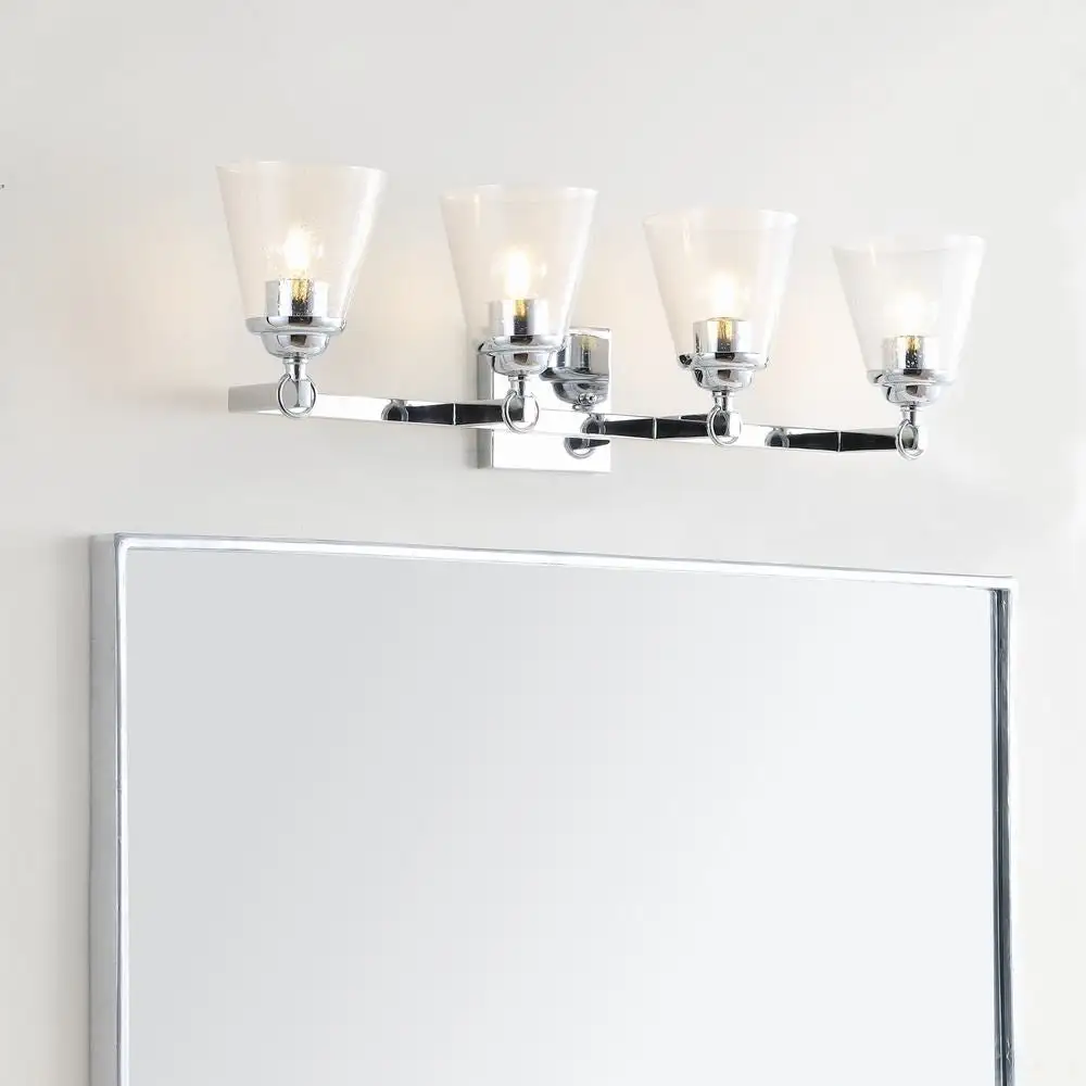 Four-Light Hurricane Metal Glass Vanity Light