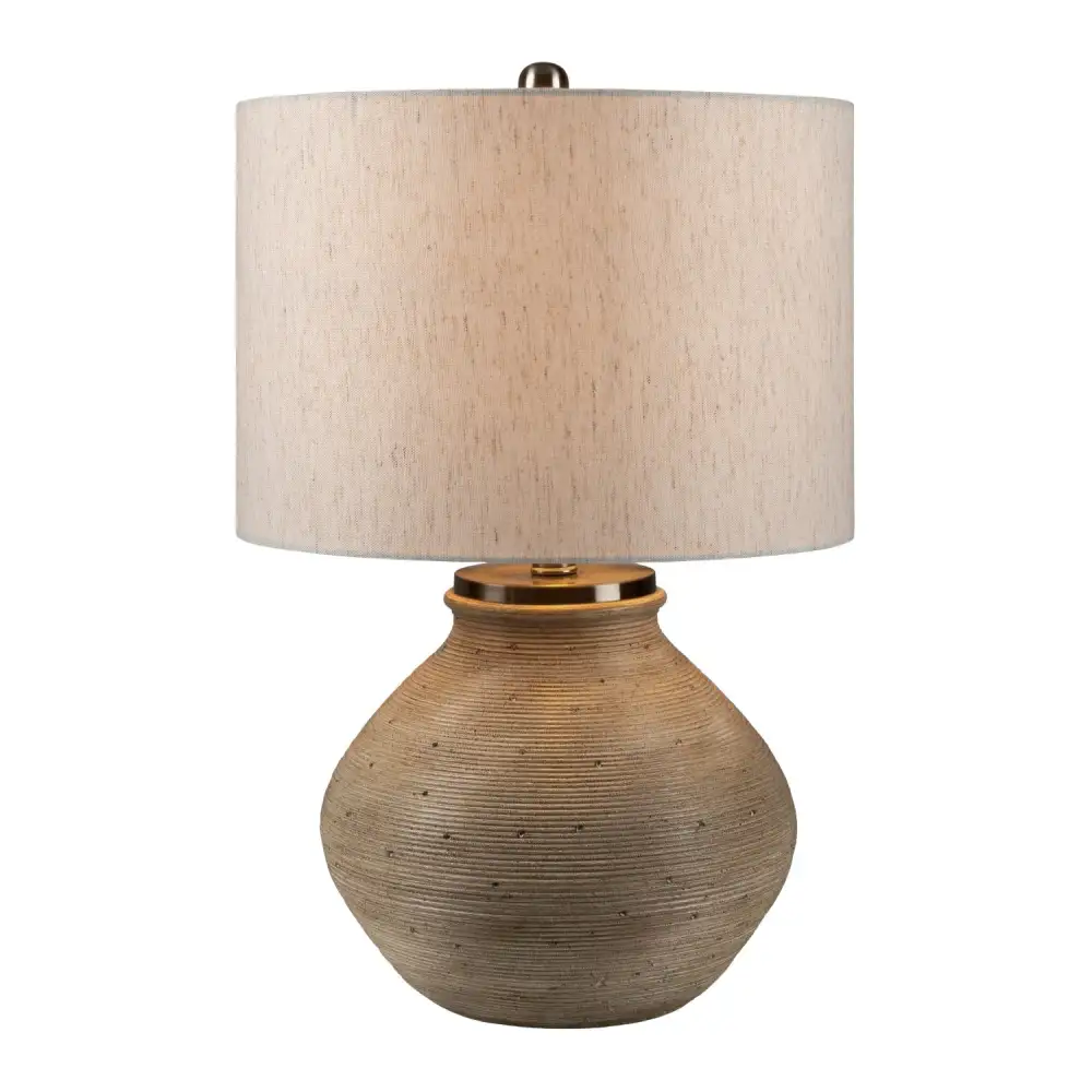 Rounded Cement Linen Table Lamp