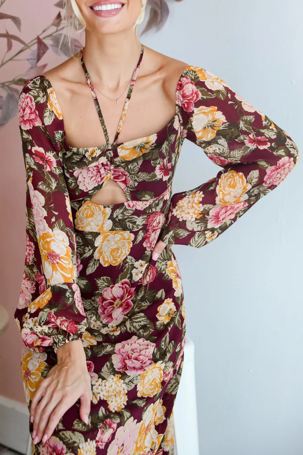 Plum Floral Maxi Dress