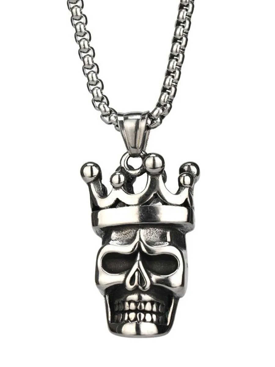 Retro fashion trend king skull male necklace