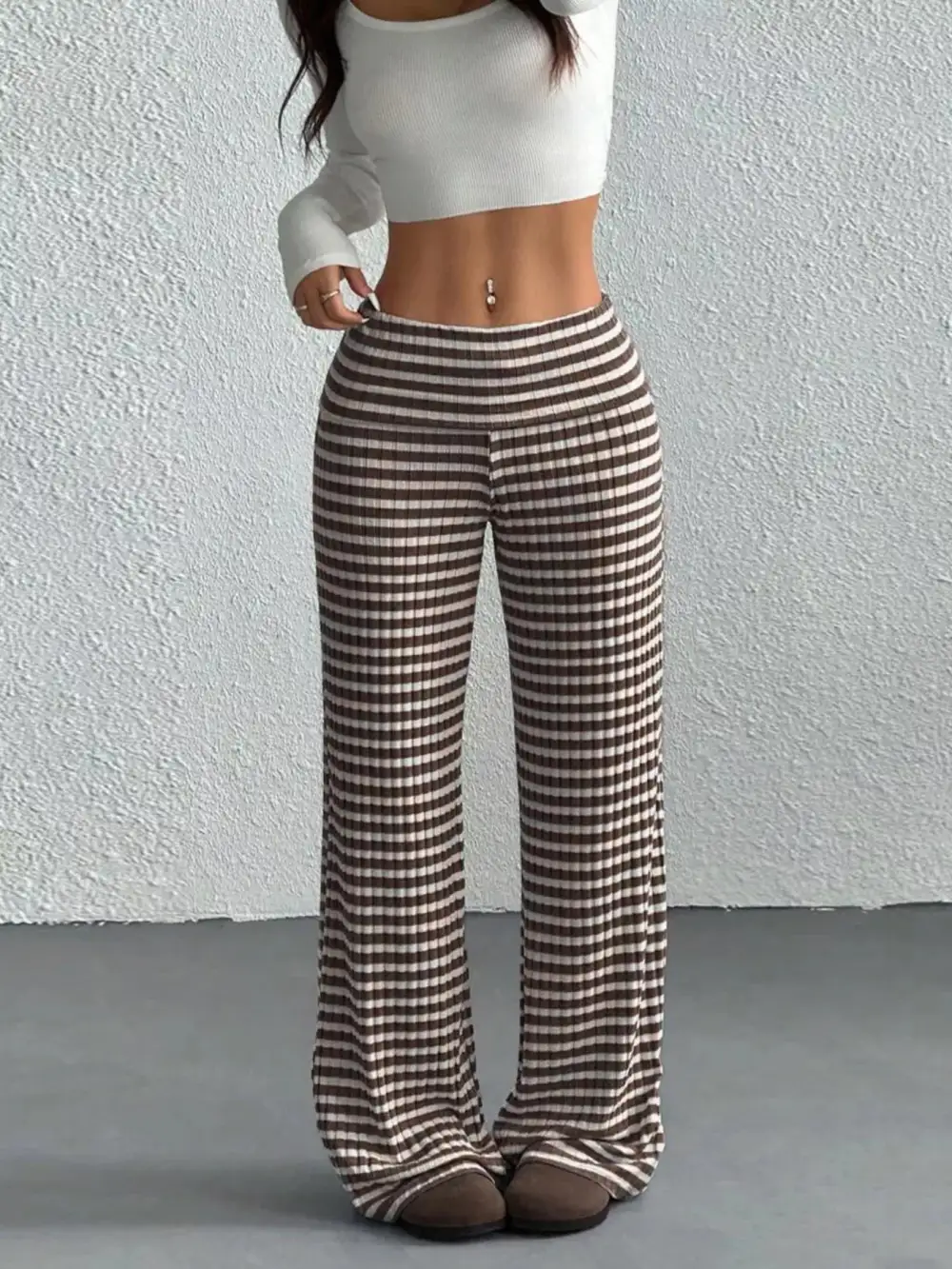 Sequin Striped Wide Leg Pants