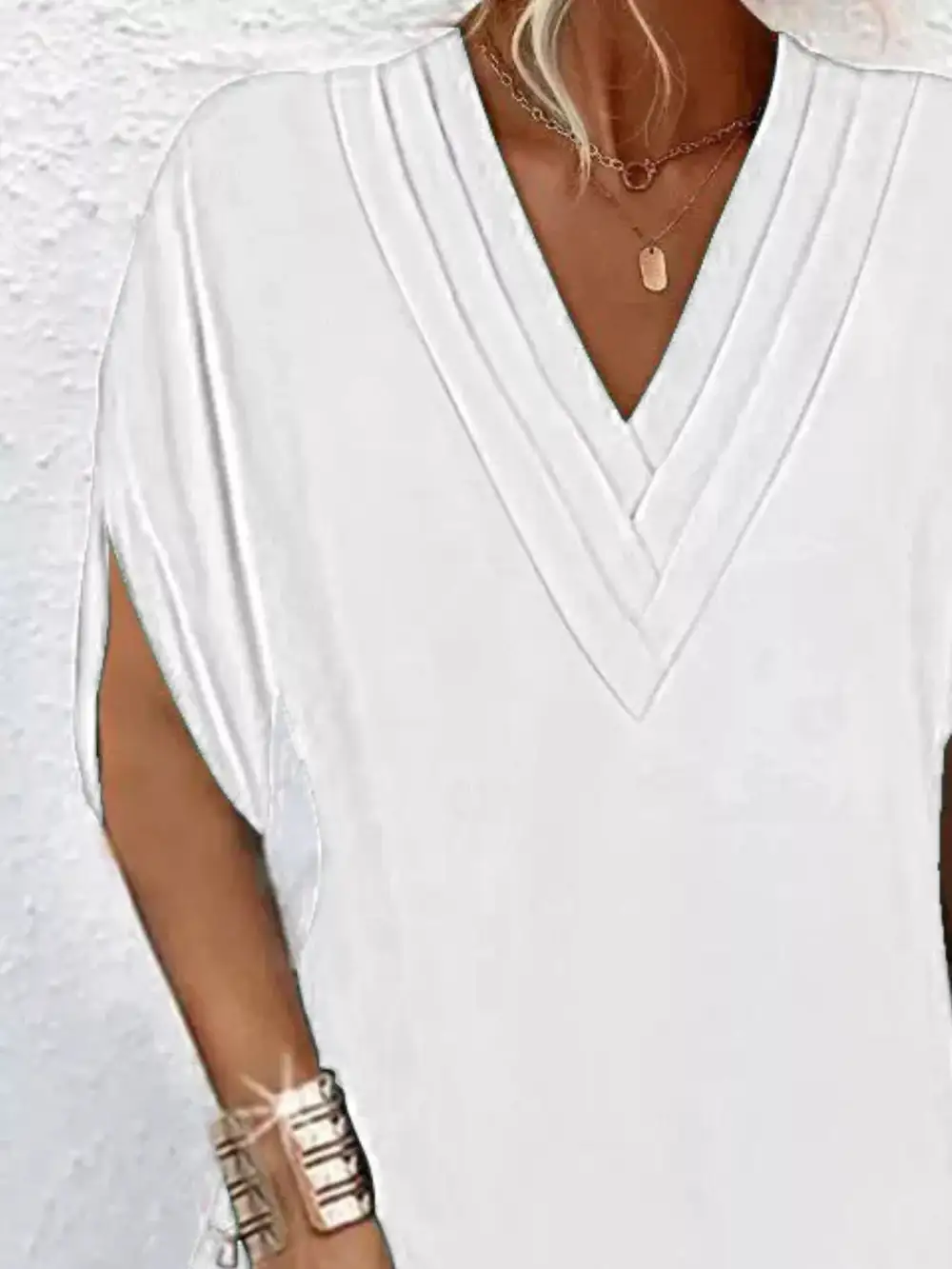 V Neck Slit Mini Dress