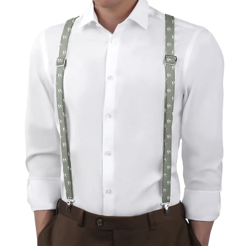 Clean Neat Bulldog Dog Theme Suspenders