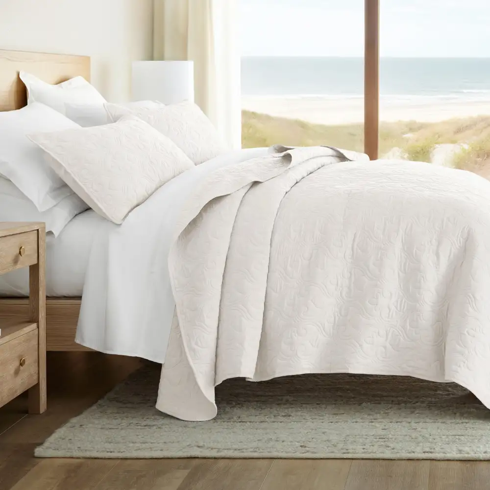 Damask Quilted Coverlet Set