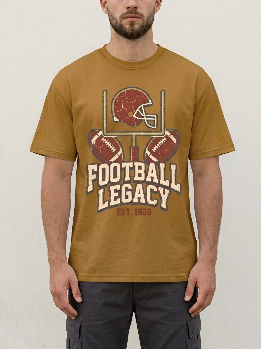Men's American Football Legacy Helmet Goalpost Printed T-shirt