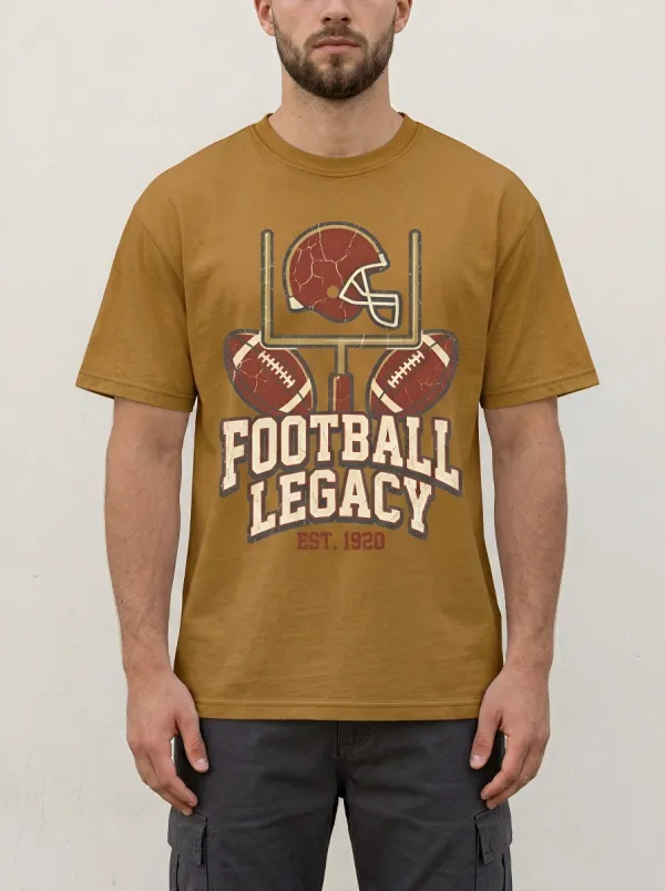 Men's American Football Legacy Helmet Goalpost Printed T-shirt