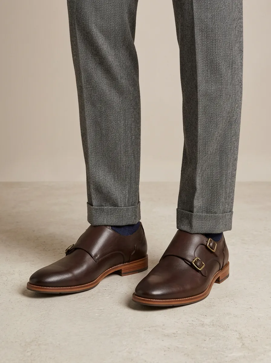 Men's Distinctive Classic Business Leather Double Monk Strap Shoes