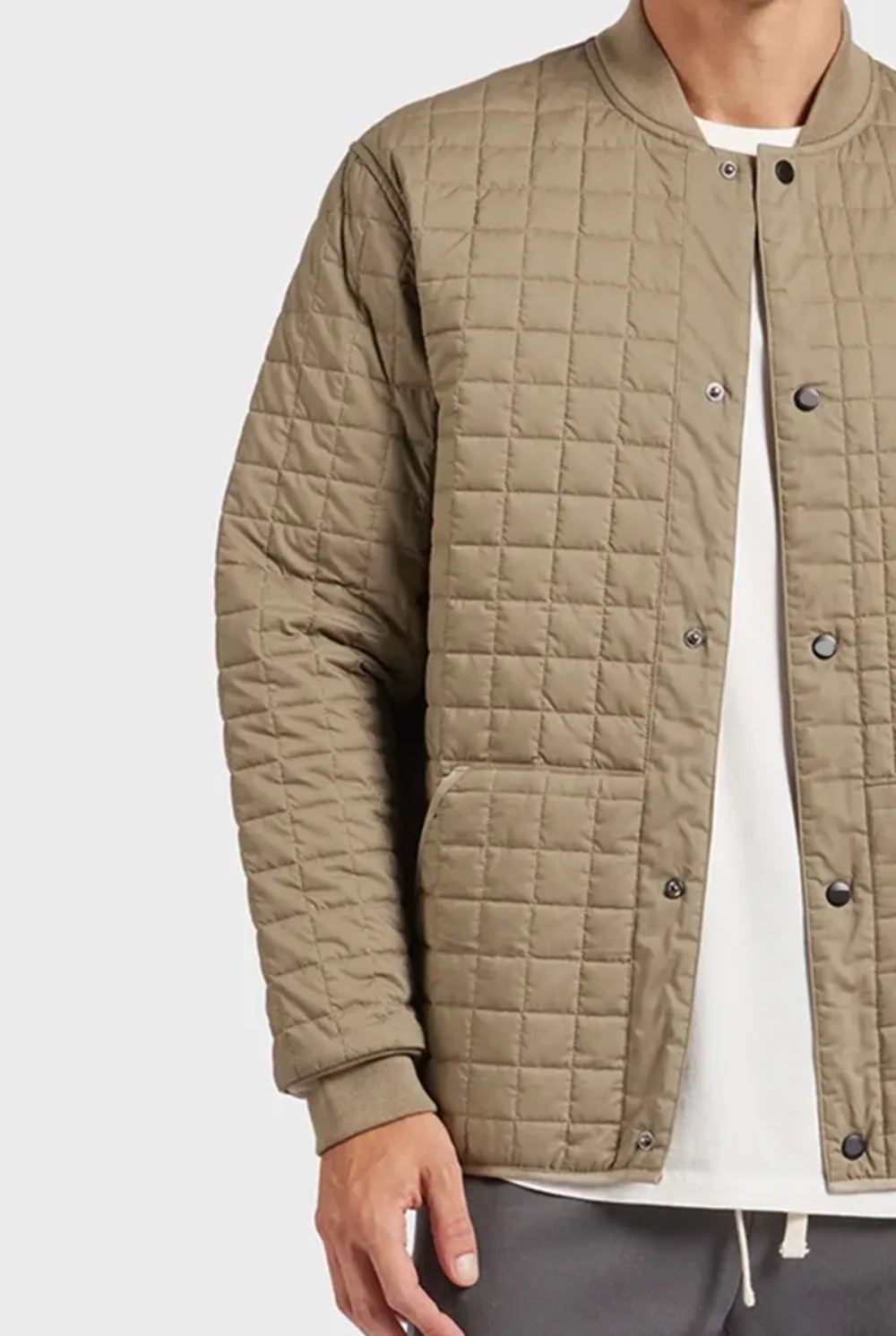 Diamond Quilted Stand Collar Casual Jacket