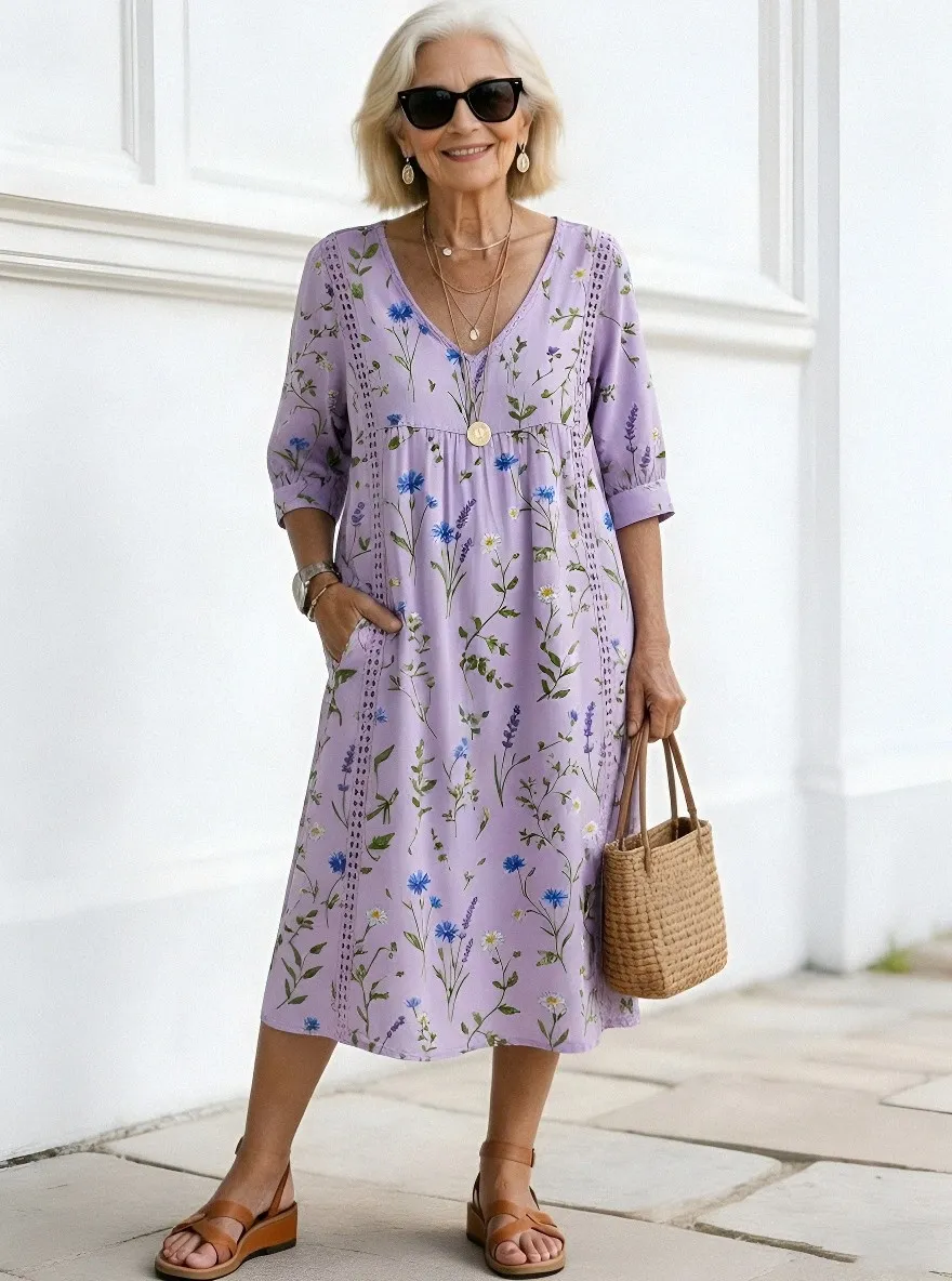 Women's Summer Vacation Wildflower Floral Printed Dress