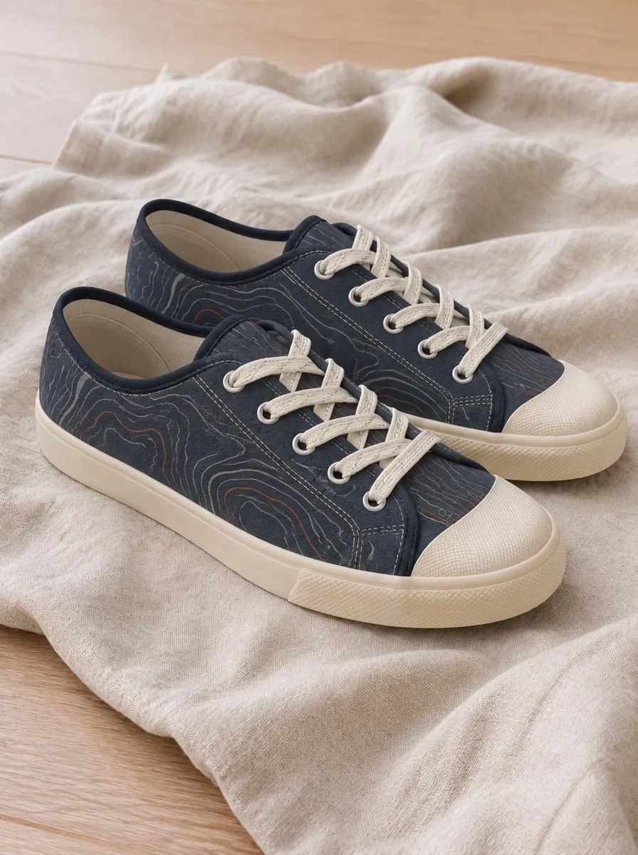 Men's Heritage Topographic Map Pattern Patterned Canvas Shoes
