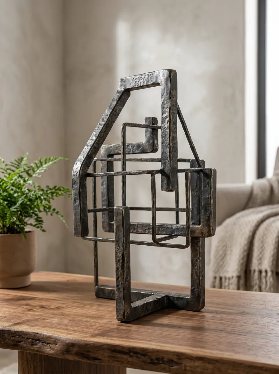 Modern Home Decor Abstract Geometric Metal Sculpture Tabletop Ornament