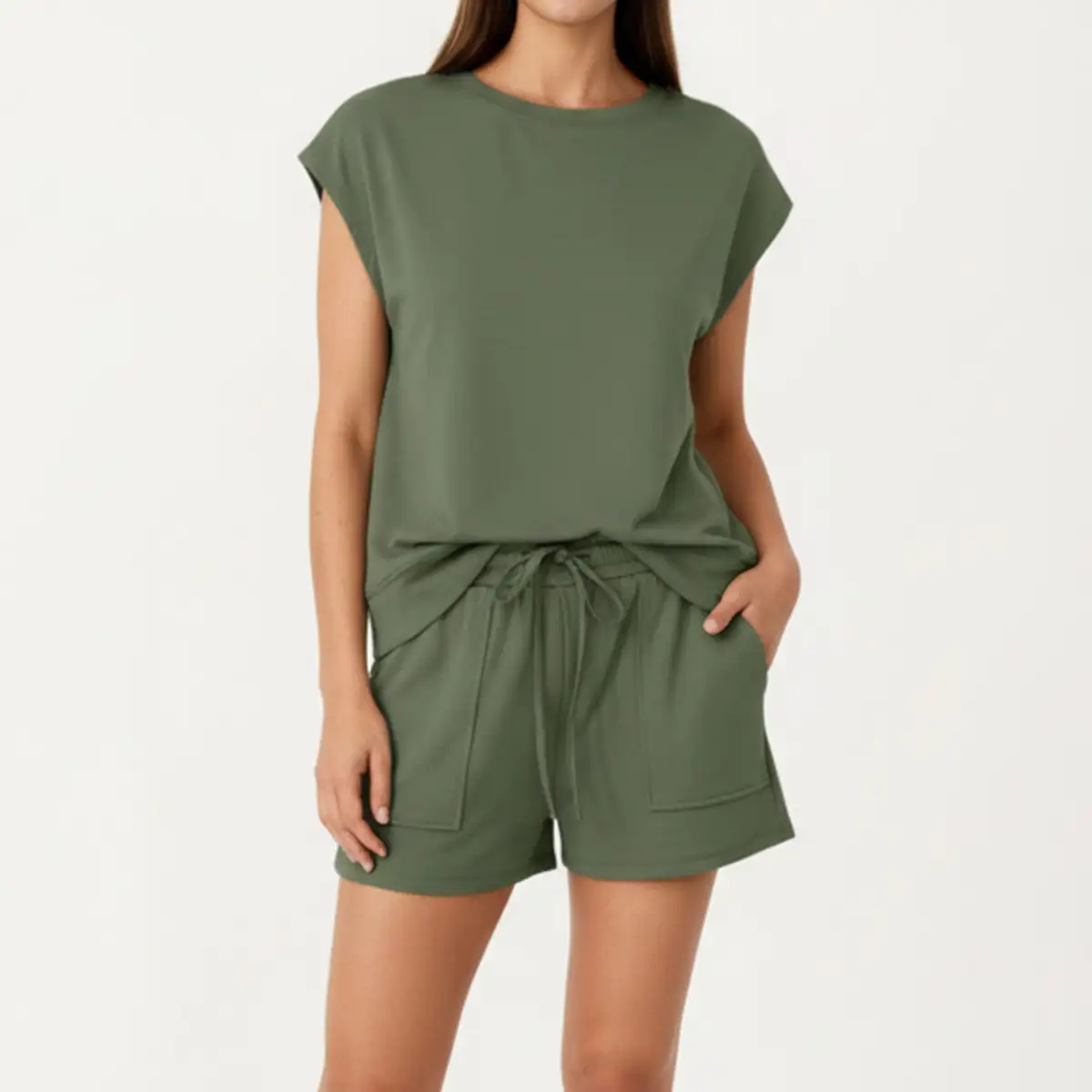 Seamless Pocketed Lounge Top Shorts Set