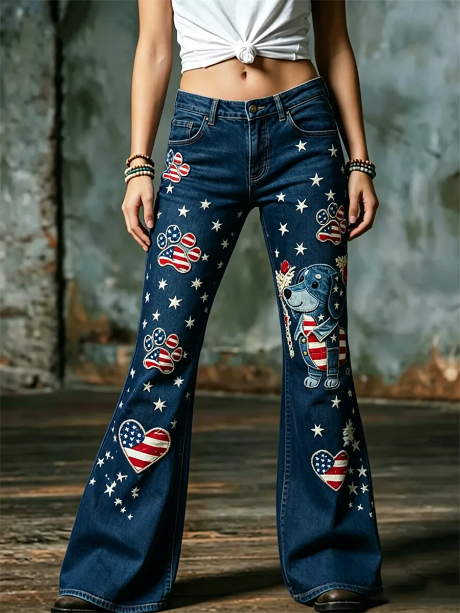 Women'S 250Th Anniversary Animal Printed Casual Jeans