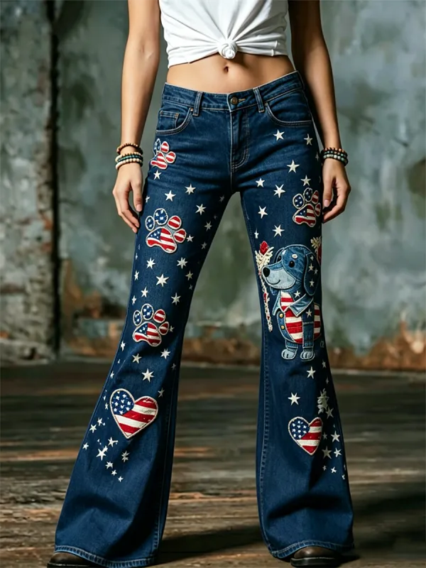 Women'S 250Th Anniversary Animal Printed Casual Jeans