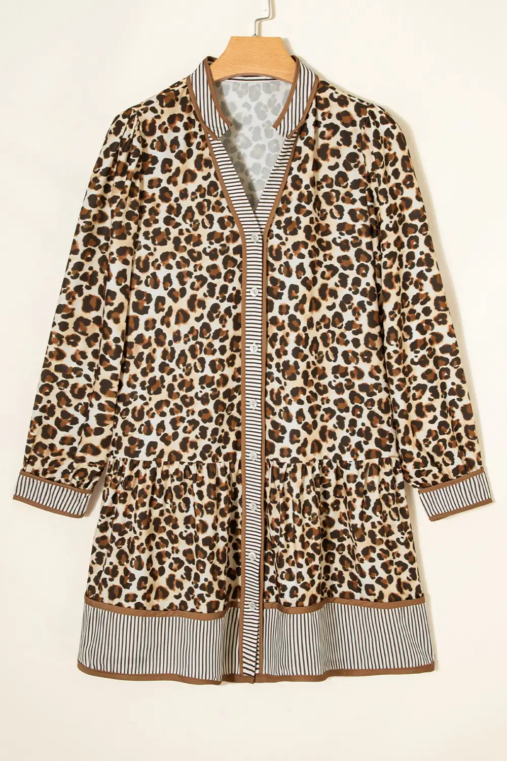 Finish Striped Animal Print Mini Dress