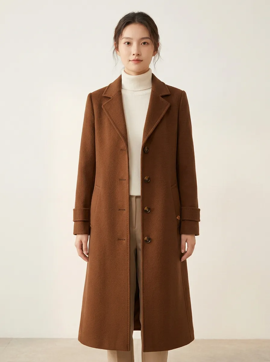 Soft Wool-Blend Longline Outerwear Coat
