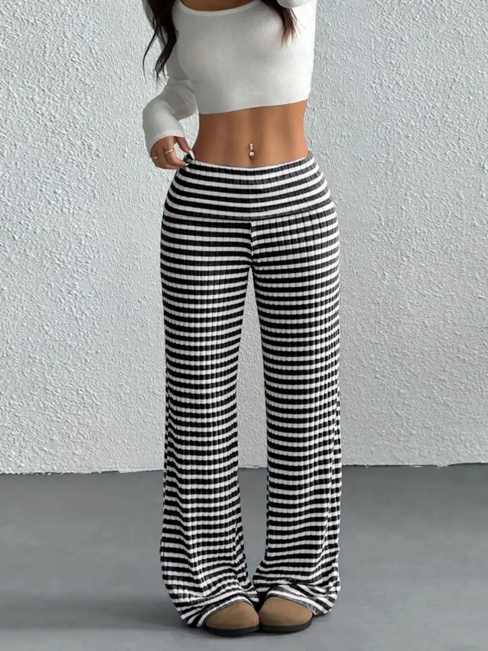 Sequin Striped Wide Leg Pants