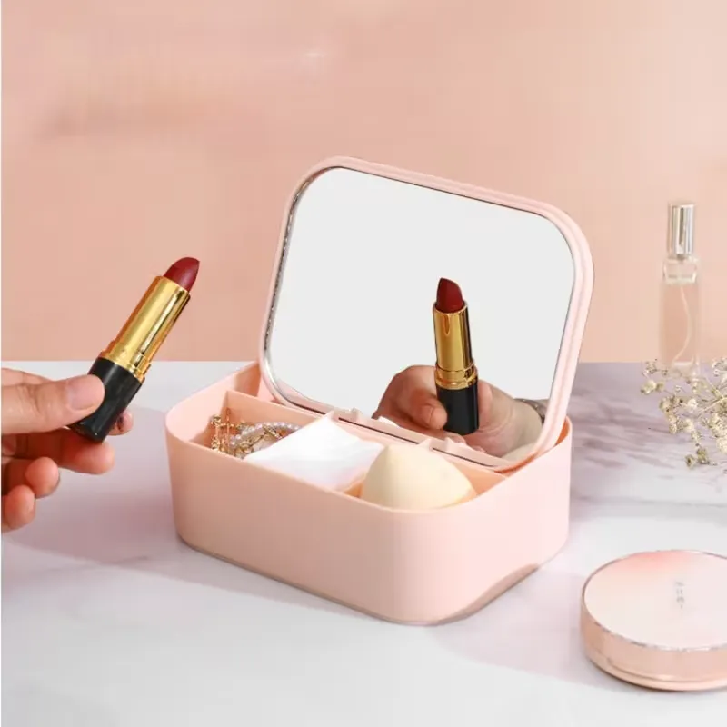 Portable Cosmetic Case with Mirror