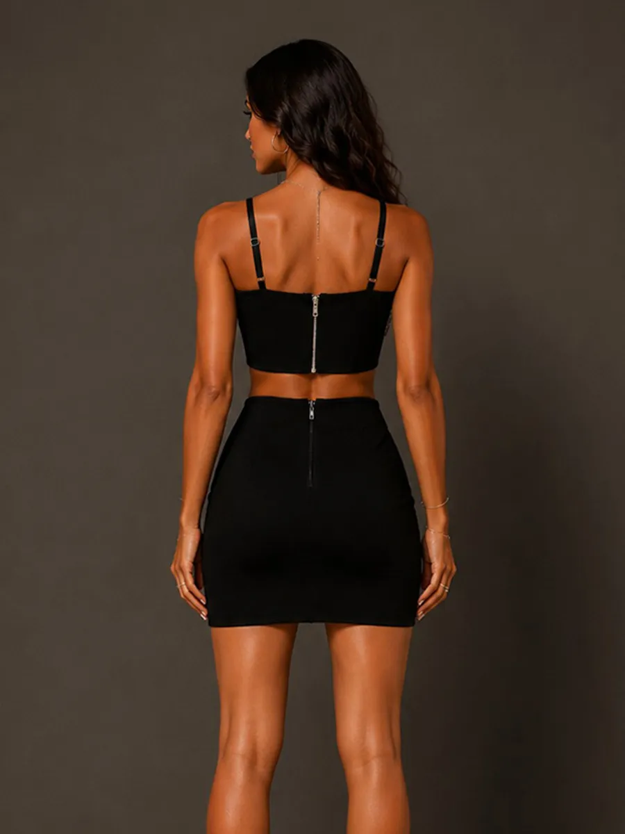 Talia Cami and Rhinestone-Chain Skirt Set