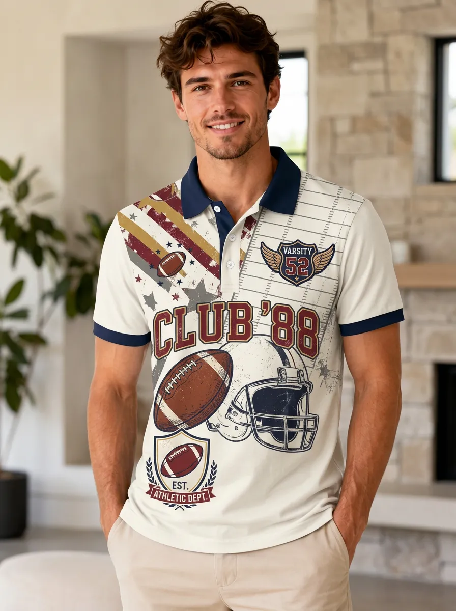 Men's Field Gridiron Helmet Polo Shirt