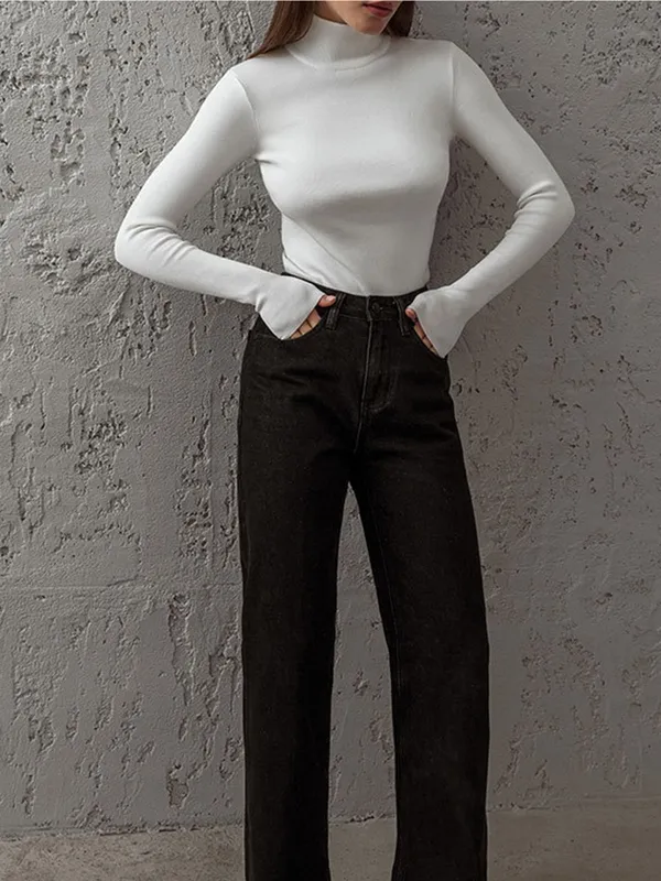 Spring Comfortable Mock High-Neck Top