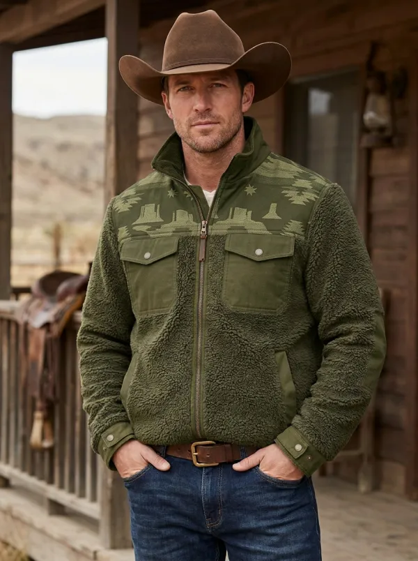 Canyon Trail Desert Landscape Trail Look Men's Western Fleece Jacket
