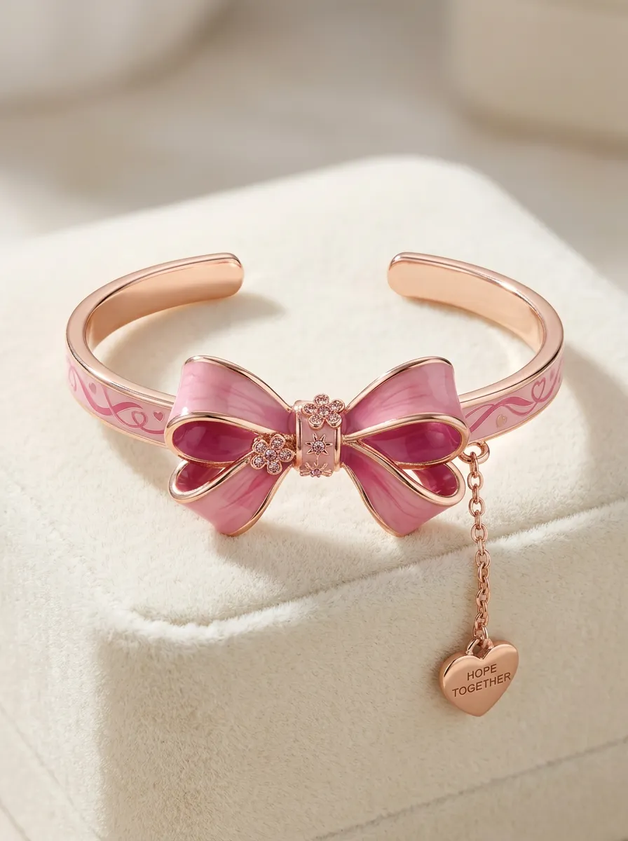 Bowknot Heart-Charm Heart Ribbon Bow Bracelet