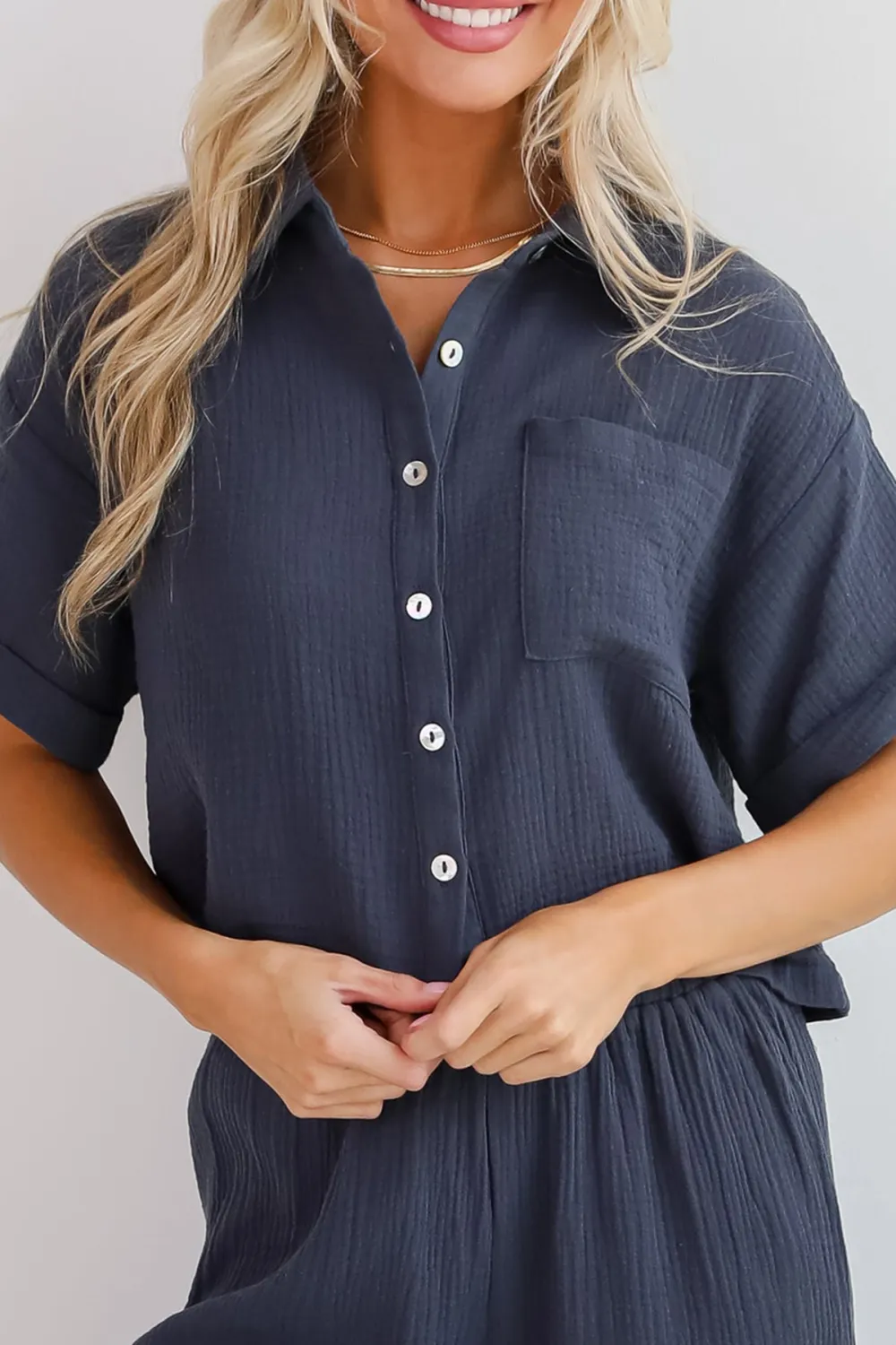 Charcoal Linen Blouse