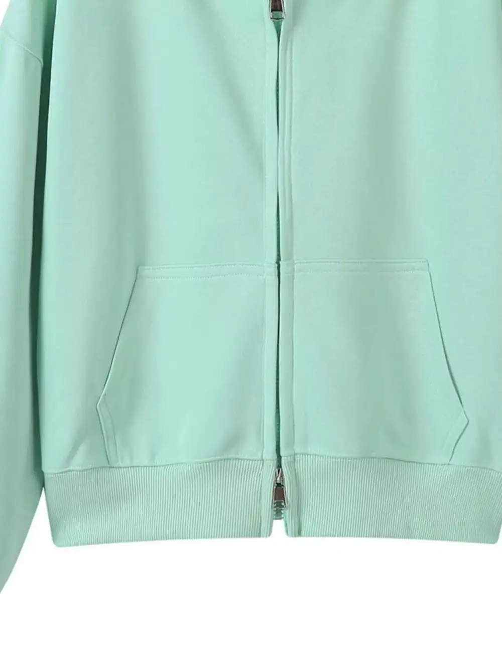 Zip-Detail Pocketed Long-Sleeve Hoodie