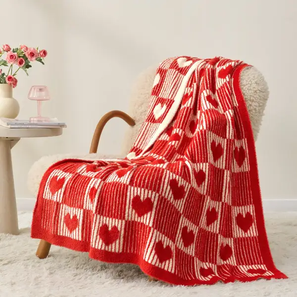 Cozy Heart-Motif Blanket
