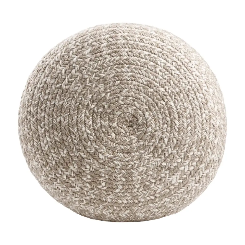 Round Woven Outdoor Pouf