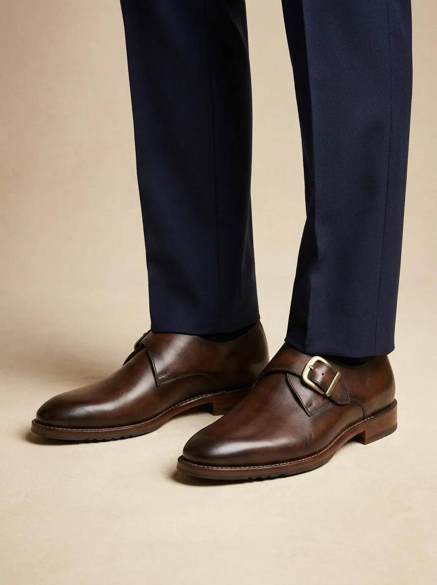 Men's Distinctive Classic Business Leather Single Monk Strap Shoes