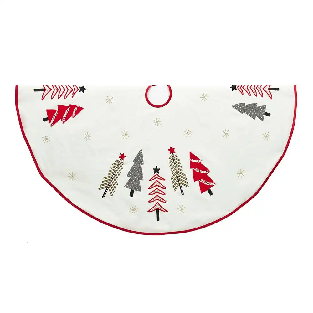 Embroidered Tree Pattern Tree Skirt