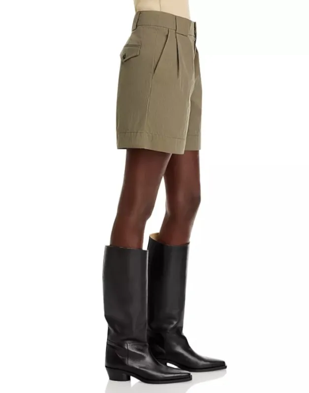 Pleated Cotton Nylon Shorts