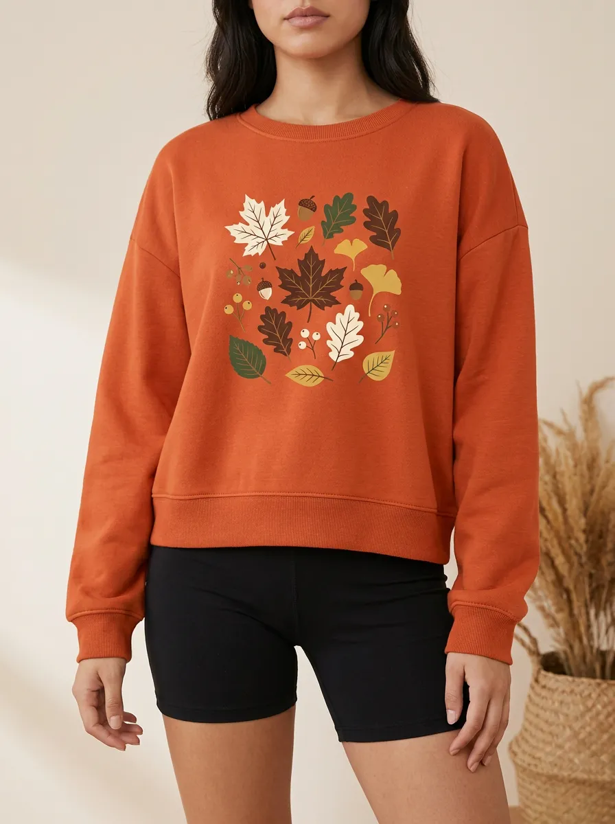 Statement Maple-Leaf Printed Acorn Graphic Sweatshirt