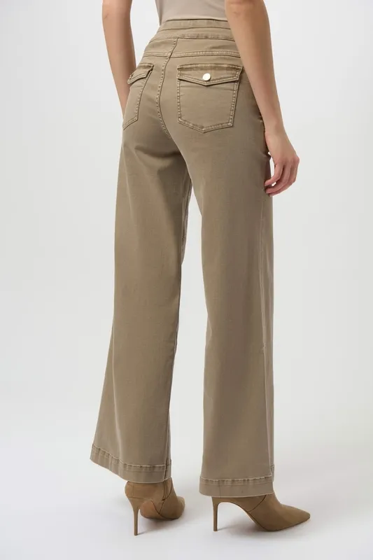 Cotton Denim Button-Front Pull-On Jeans