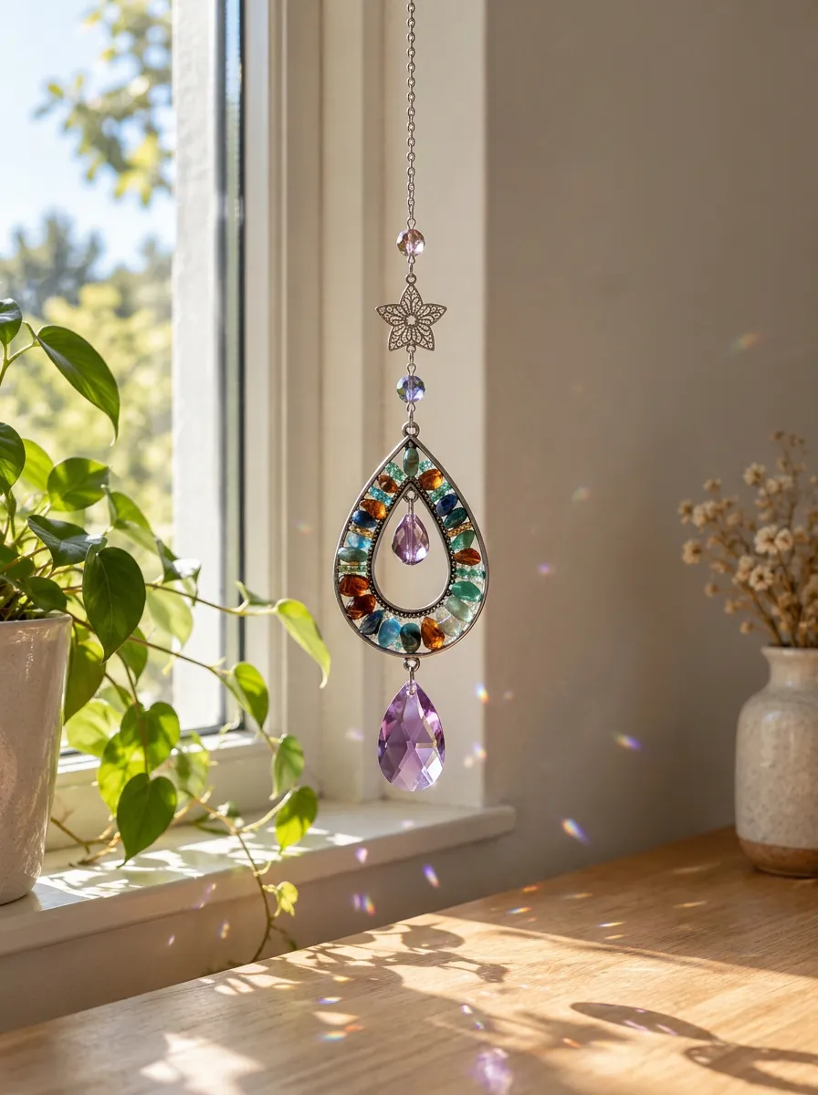 Teardrop Gemstone Star Suncatcher