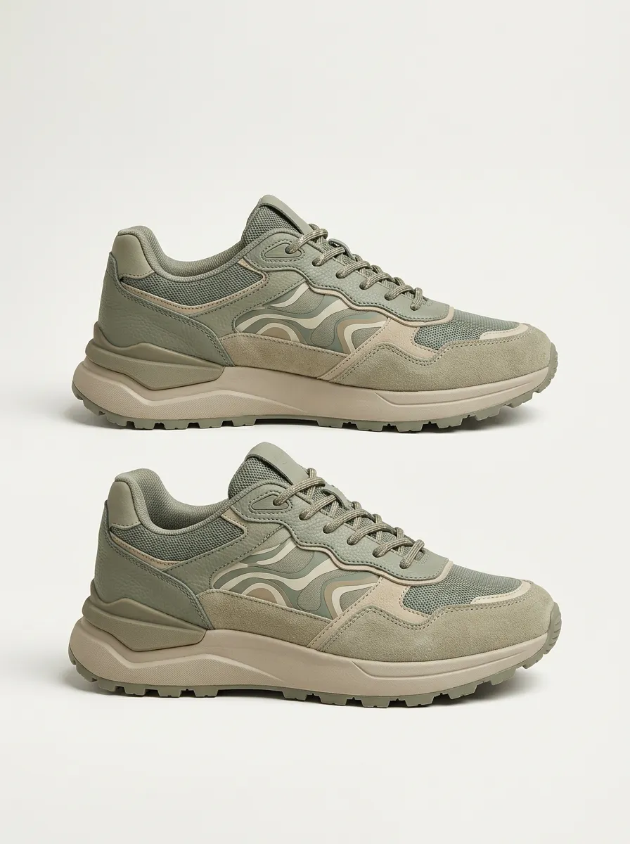 Men's Casual Wavy Pattern Print Sneakers
