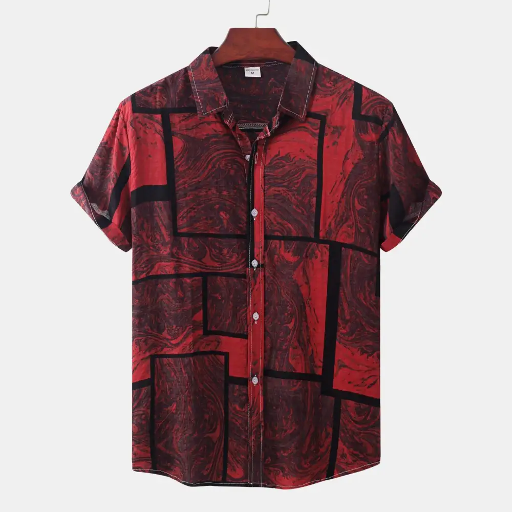 Men's Short-Sleeve Shirt With Modern Marble Design And Airy Cut