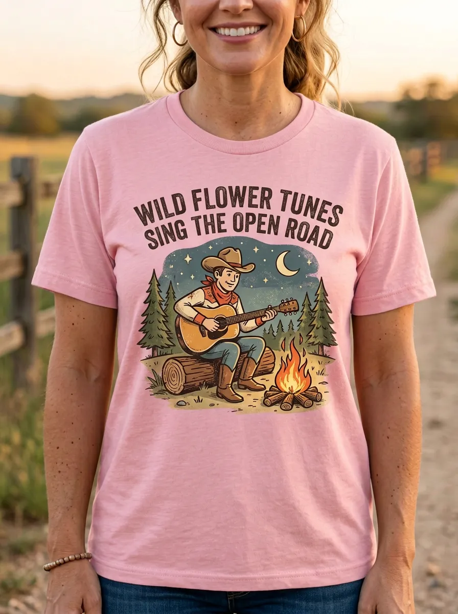 Campfire Women's Country Music Casual T-Shirt