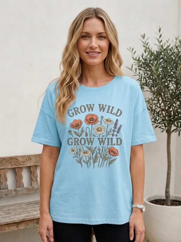 Nature Lover Grow Wild Poppy Daisy T-Shirt