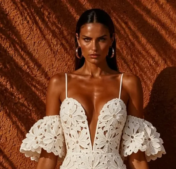 Zariah White Crochet Mini Dress